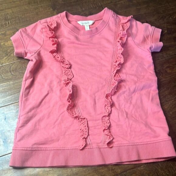 Matilda Jane Coral Pink Eyelet Ruffle Top, size 8 - Picture 1 of 6